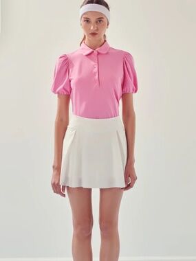 English Factory Puff Sleeve Jersey Top Sz S